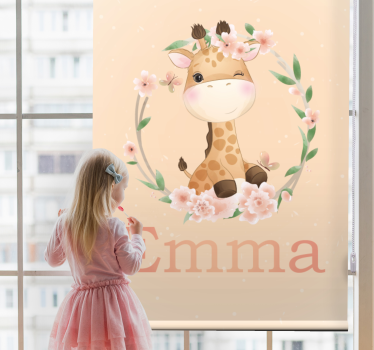 Stores bébé Jolie girafe pour fille avec nom - TenStickers