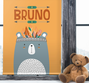 Stores Ourson bleu nordique avec Prénom personnalisé - TenStickers
