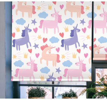 Stores pour enfants Licorne avec coeurs et étoiles - TenStickers