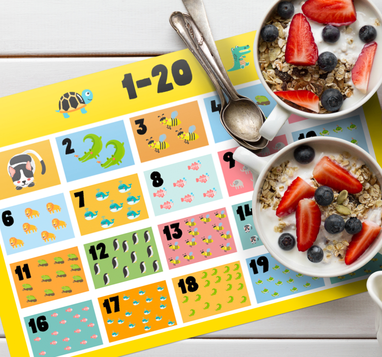 Set de table enfant tableau des nombres coloré - TenStickers