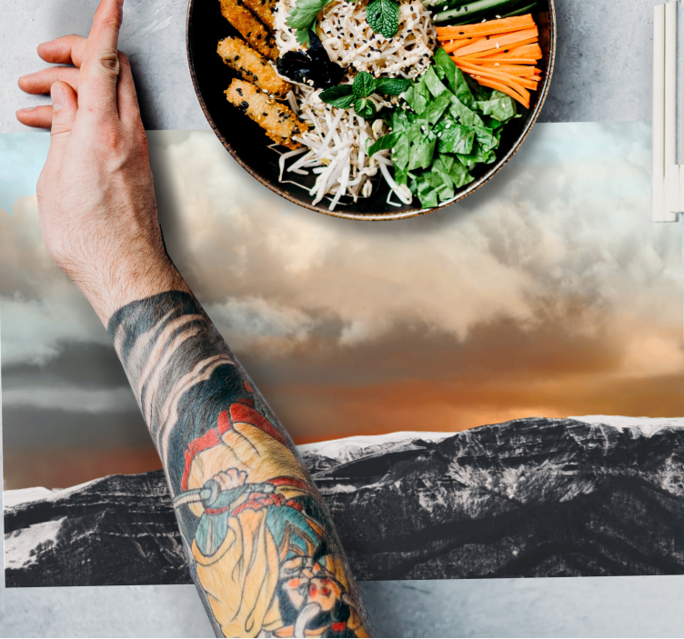 Set de table horizon de coucher de soleil en montagne - TenStickers