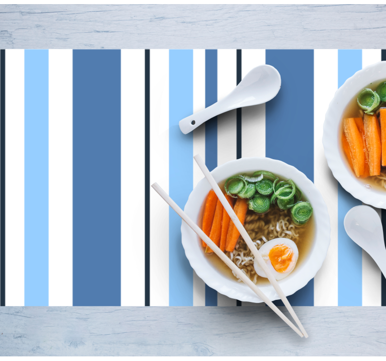 Set de table moderne nappes rayées bleues - TenStickers