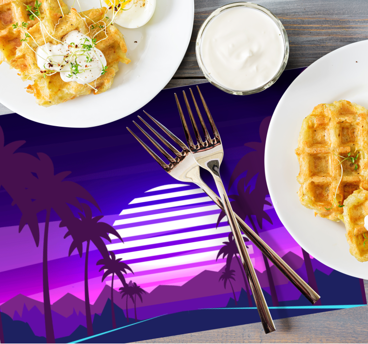 Set de table moderne scène de coucher de soleil tropicale - TenStickers