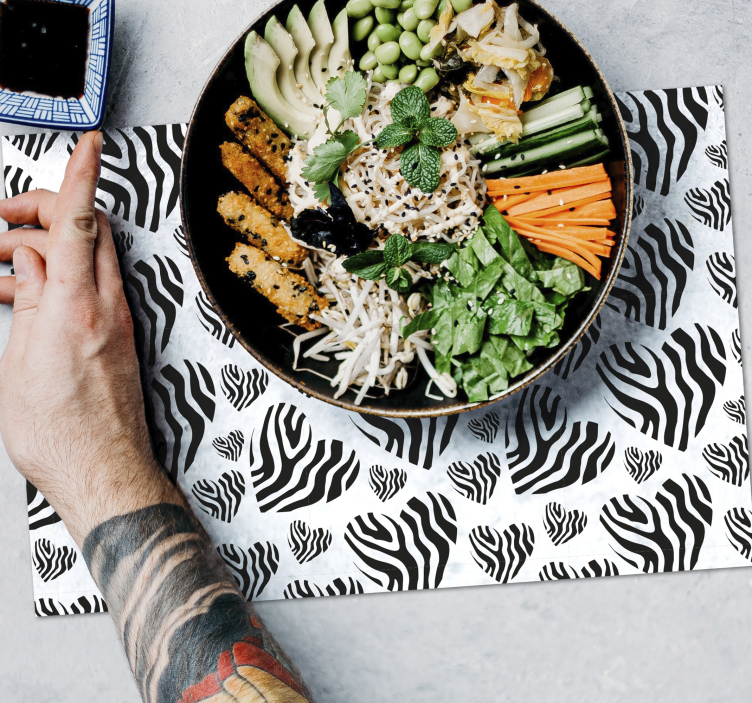 Set de table motif cœur zèbre - TenStickers