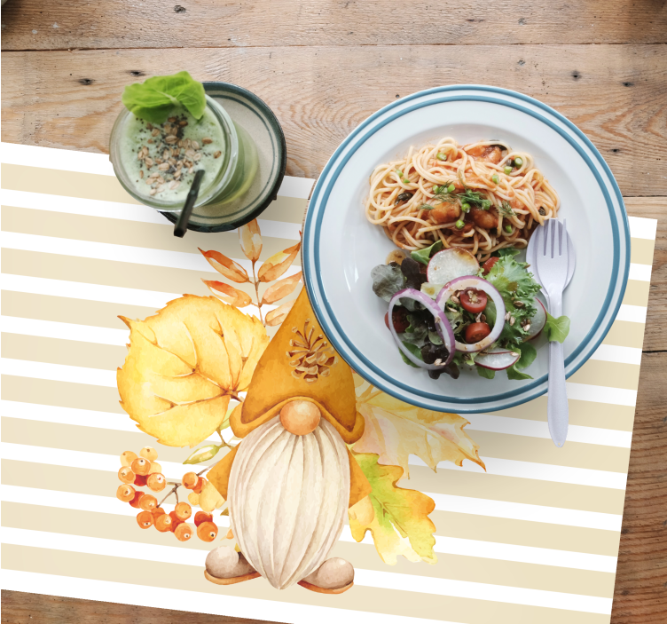 Set de table original gnome avec feuilles d'automne - TenStickers