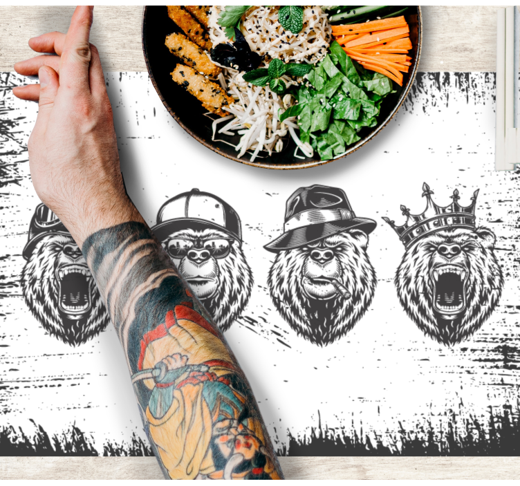 Set de table original portraits de ours stylés - TenStickers