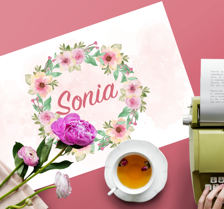 Set de table design nom fleurs aquarelles - TenStickers