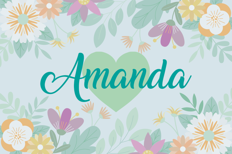 Set de table avec prénom cœur de fleurs amanda - TenStickers