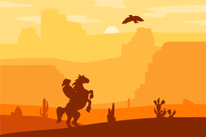 Set de table original scène de cowboy en silhouette - TenStickers