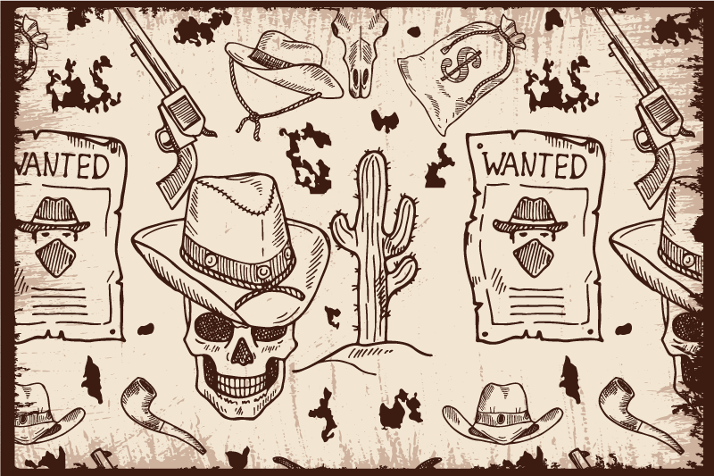 Set de table original thèmes crâne et cowboy - TenStickers