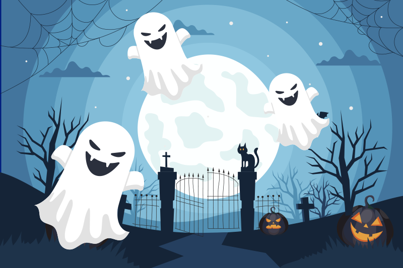 Set de table halloween scène de fantômes fantaisiste - TenStickers