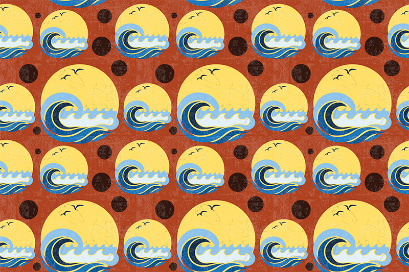 Set de table moderne motif vagues stylisées - TenStickers