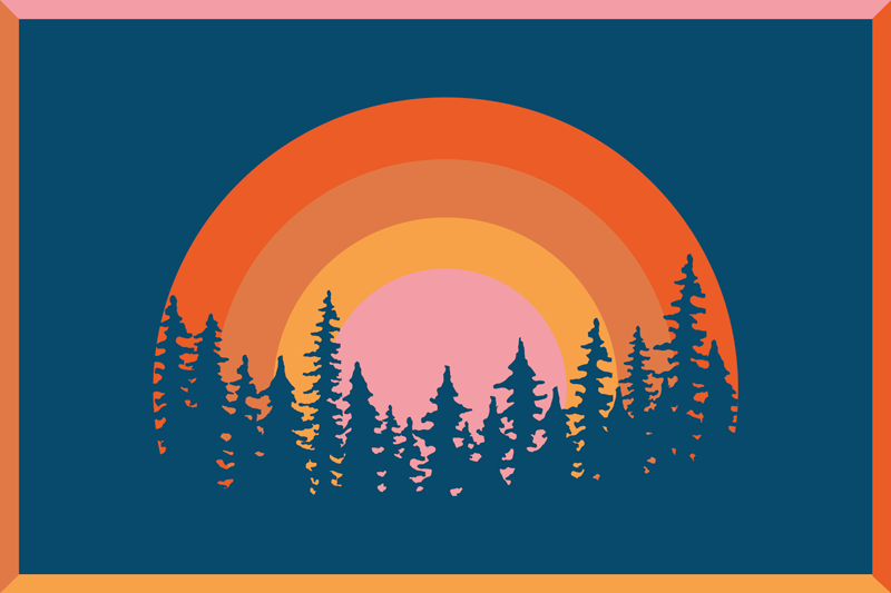 Set de table original paysage arc-en-ciel vibrant - TenStickers