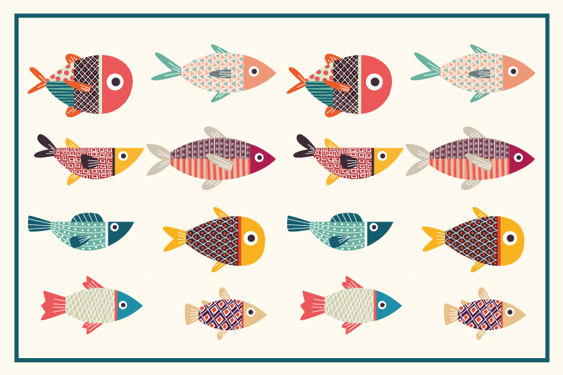 Set de table original motifs de poissons colorés - TenStickers