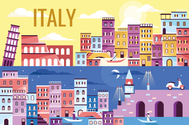 Set de table avec prénom ville d'italie vibrante - TenStickers