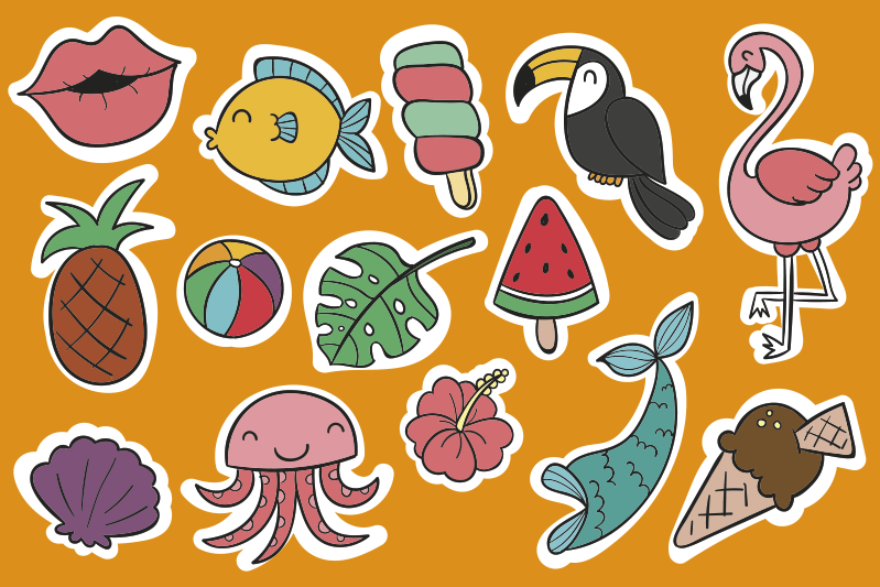 Set de table enfant Éléments tropicaux colorés - TenStickers