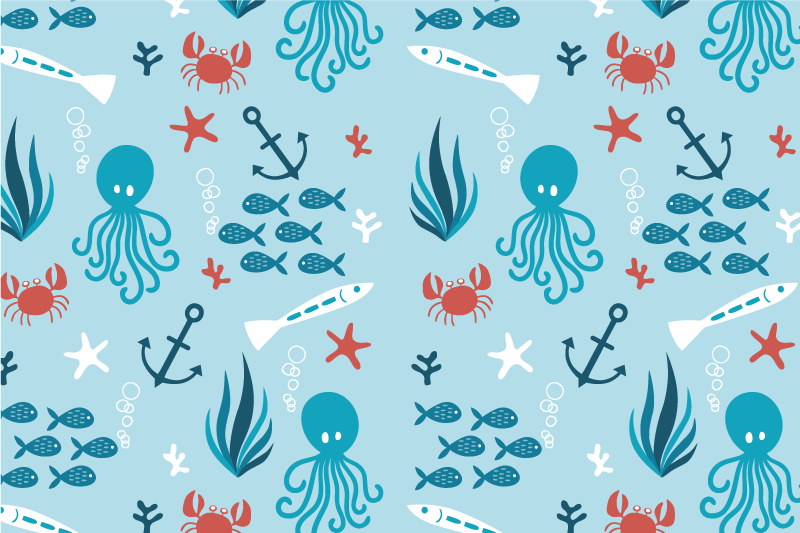 Set de table enfant créatures marines colorées - TenStickers