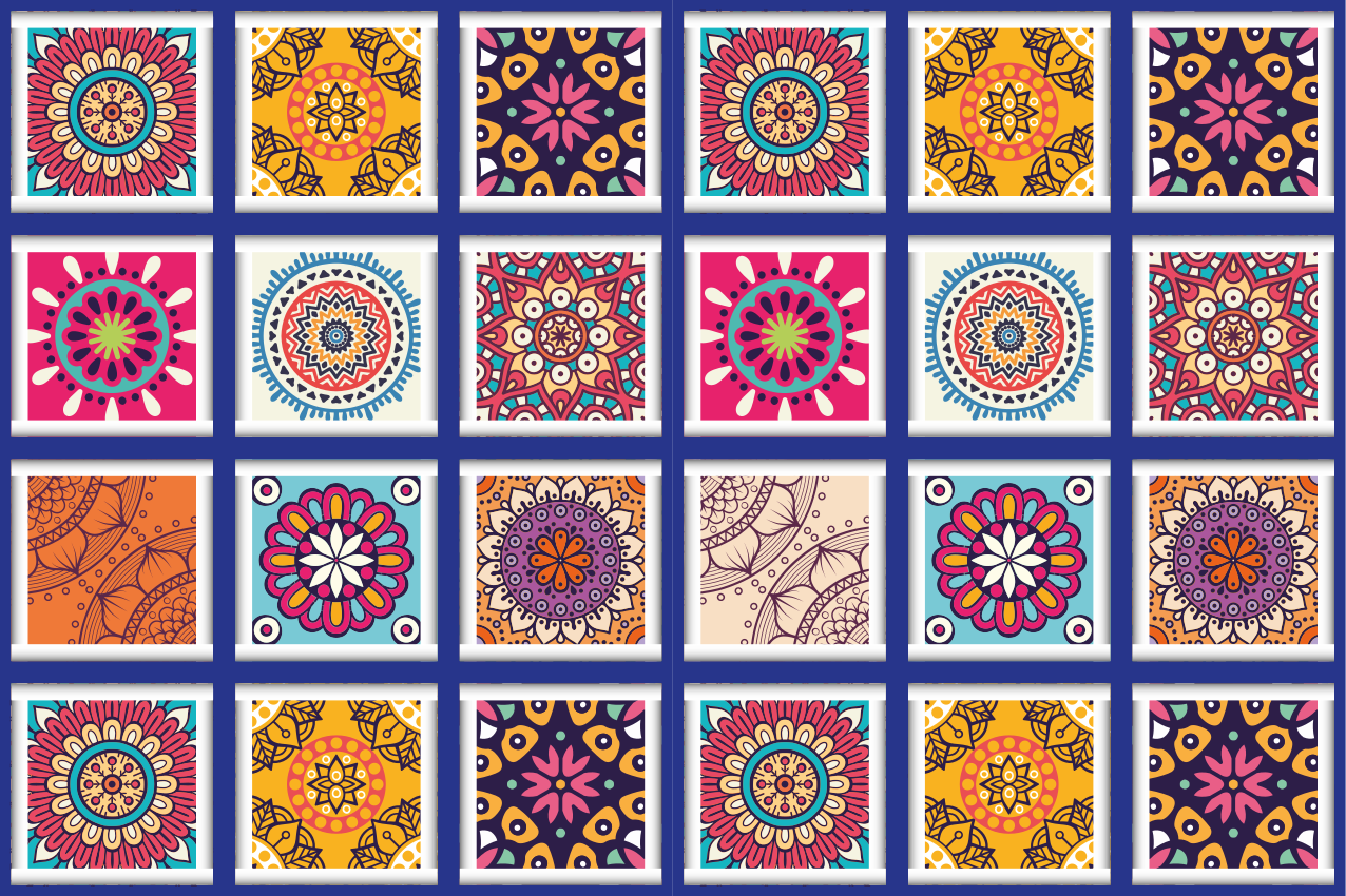 Set de table original motifs floraux géométriques - TenStickers