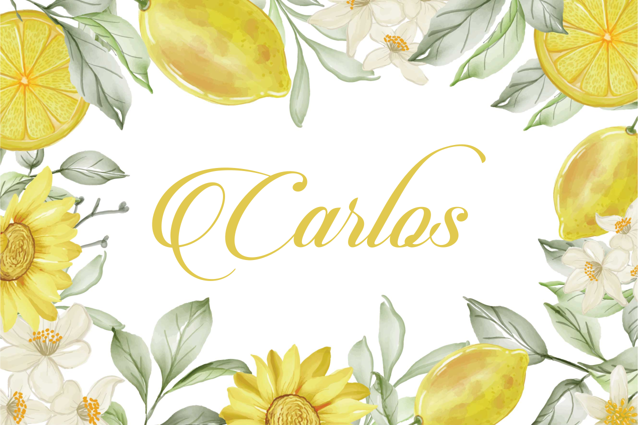 Set de table avec prénom arrangement floral citron - TenStickers