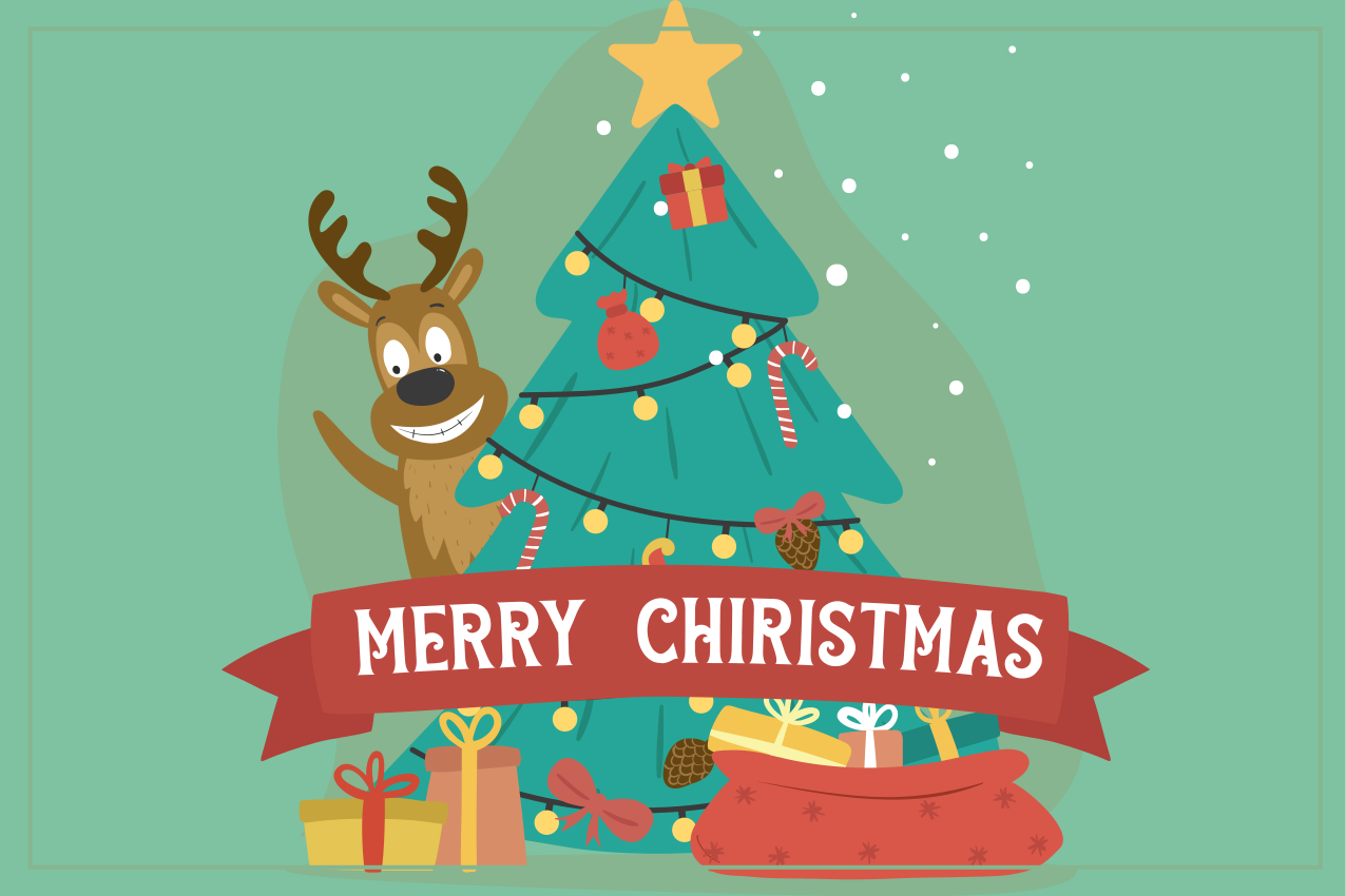 Set de table noël arbre de fête joyeux - TenStickers