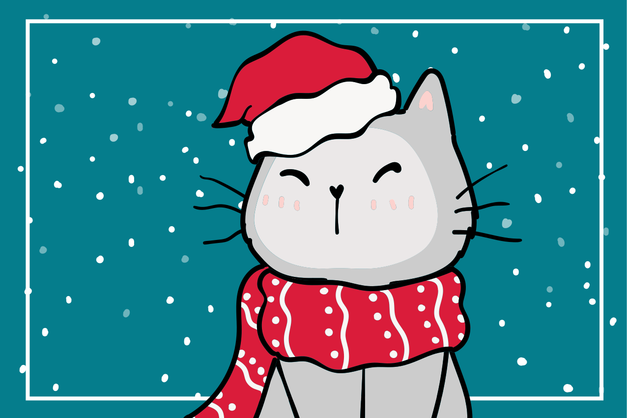 Set de table noël chat joyeux père noël - TenStickers