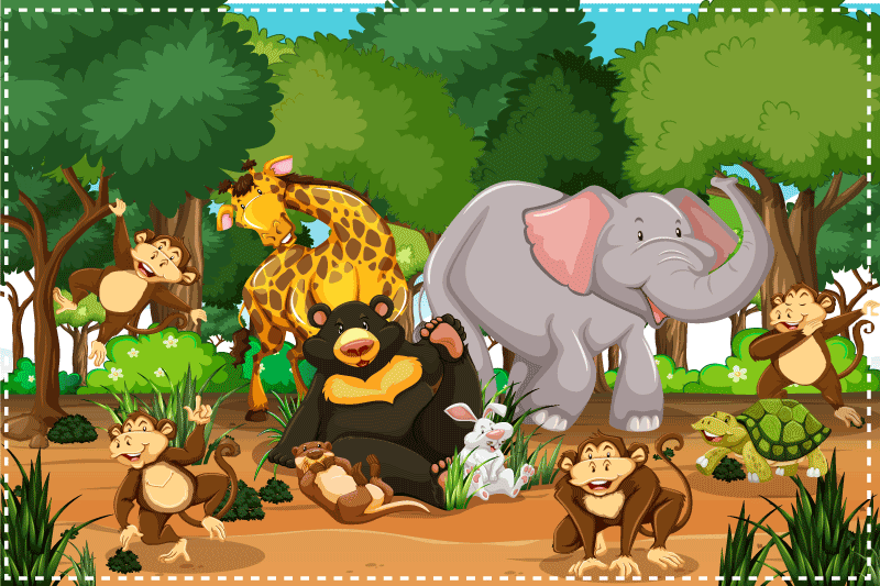 Set de table enfant scène animaux amusants - TenStickers
