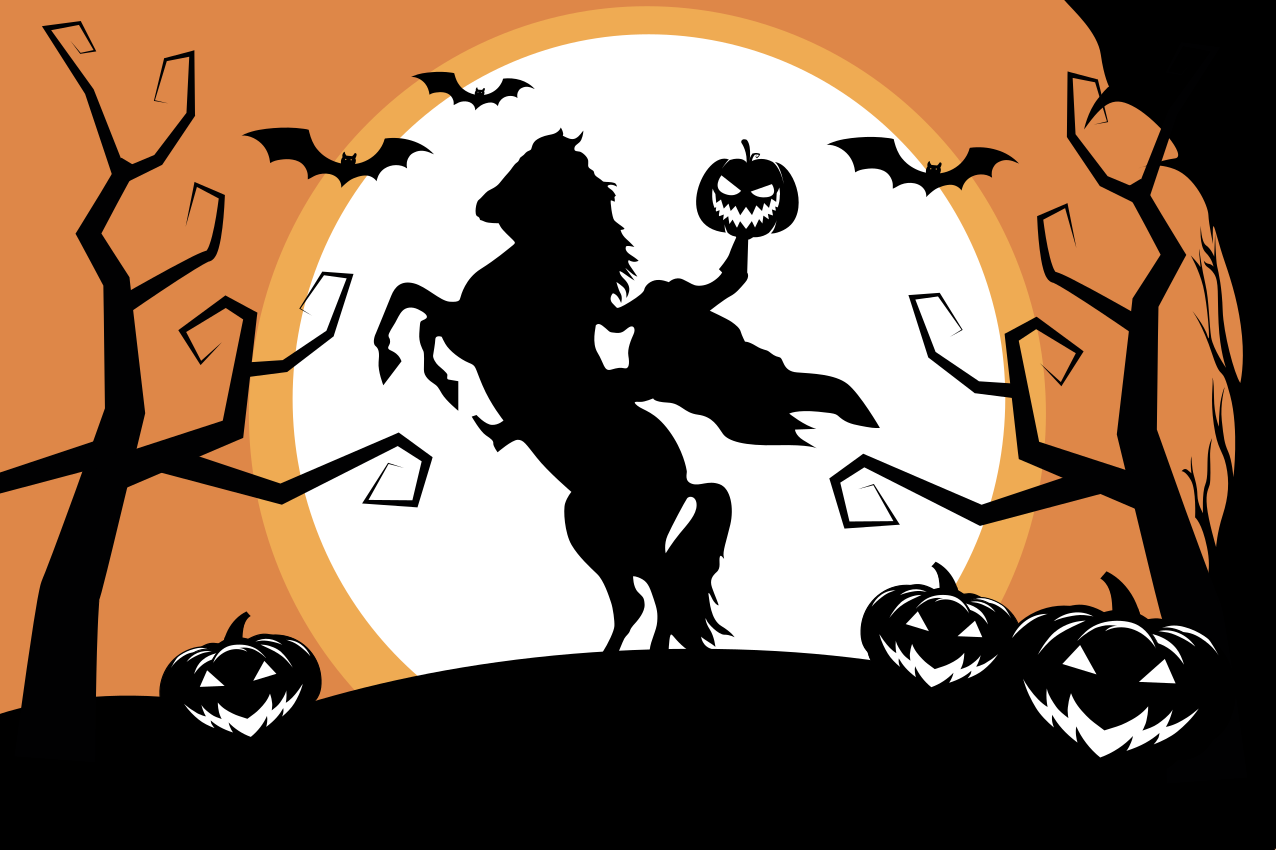 Set de table halloween cheval tenant une citrouille - TenStickers