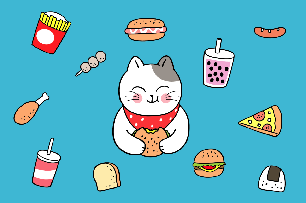 Set de table enfant chat mignon en train de manger - TenStickers