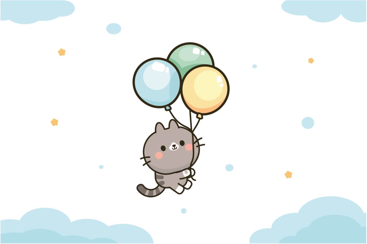 Set de table enfant ballons de chat mignons - TenStickers