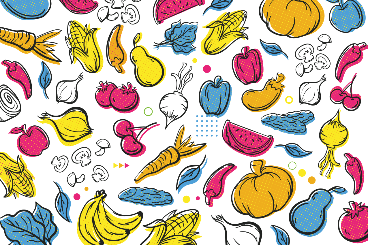 Set de table original motifs de légumes colorés - TenStickers