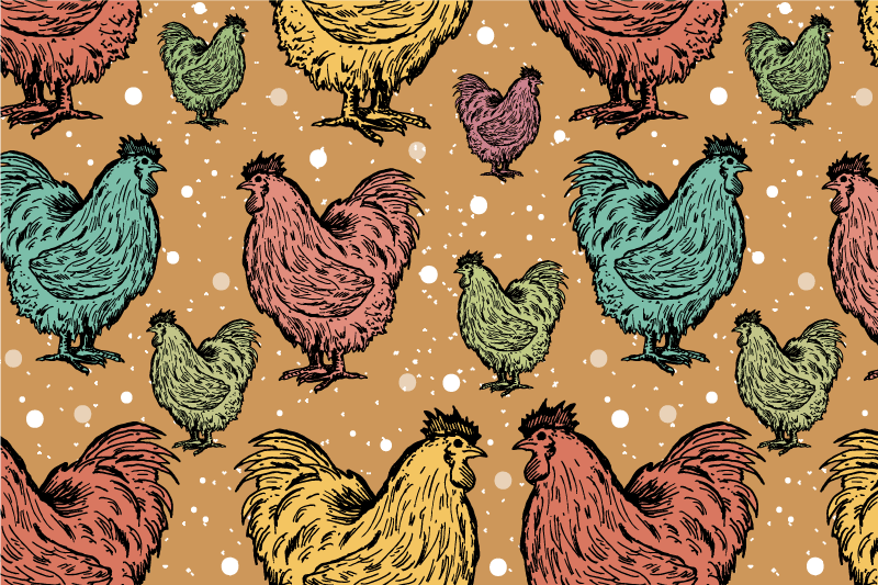 Set de table original motif de poules colorées - TenStickers