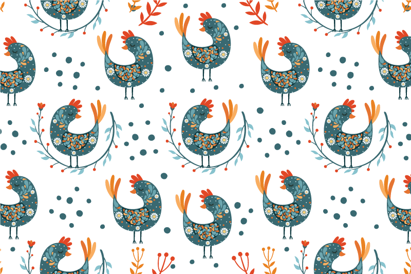 Set de table original motif coq coloré - TenStickers