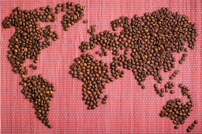 Set de table original carte du monde en grains de café - TenStickers