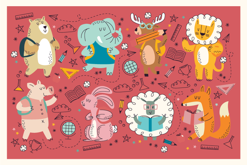 Set de table enfant amis animaux colorés - TenStickers