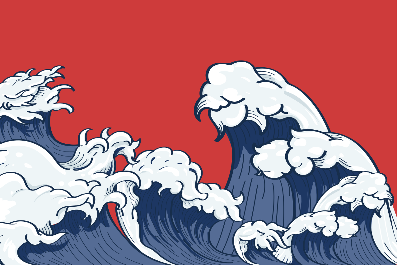 Set de table original vague rouge de kanagawa - TenStickers