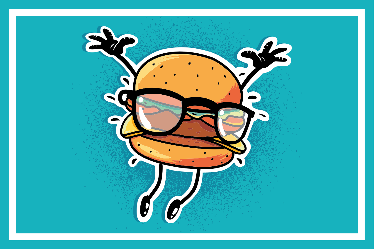 Set de table enfant personnage hamburger sautant - TenStickers