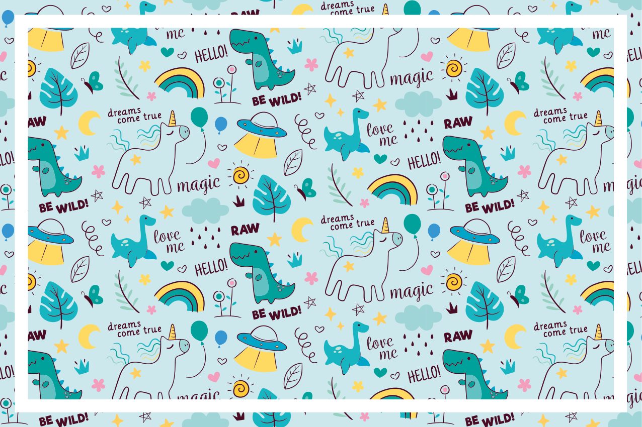 Set de table enfant dino fantaisie colorée - TenStickers