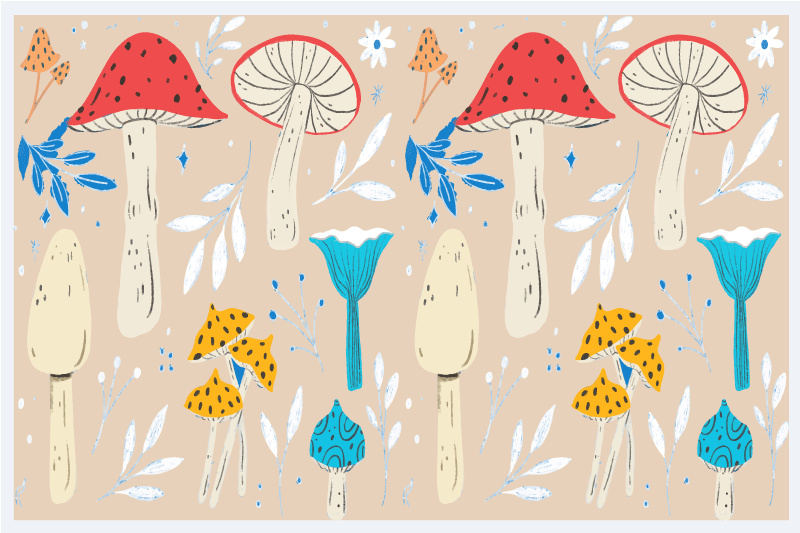 Set de table original motif champignon fantaisiste - TenStickers
