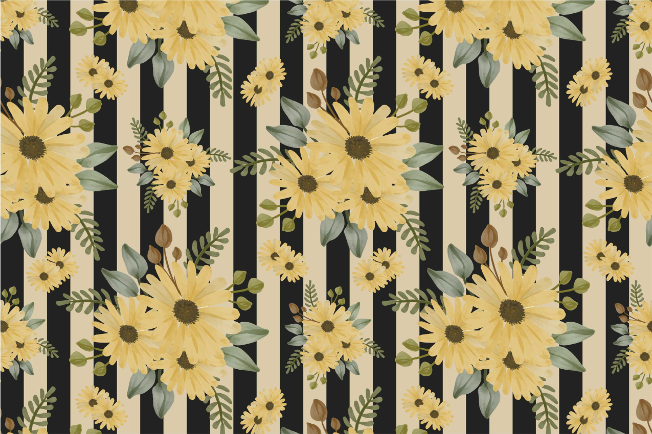 Set de table original motif rayures florales - TenStickers