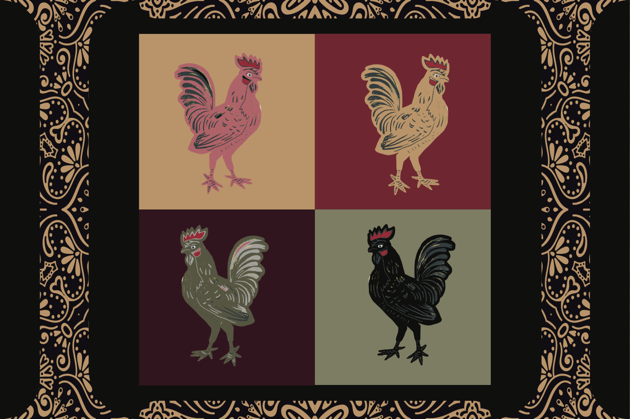 Set de table original motifs de poules colorés - TenStickers