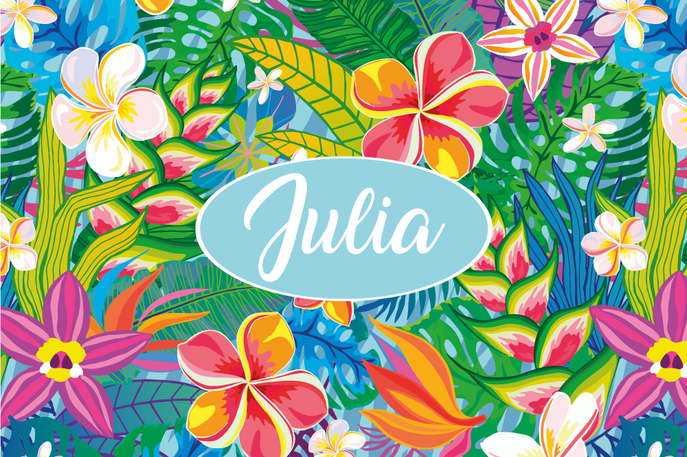 Set de table avec prénom floral tropical personnalisé - TenStickers