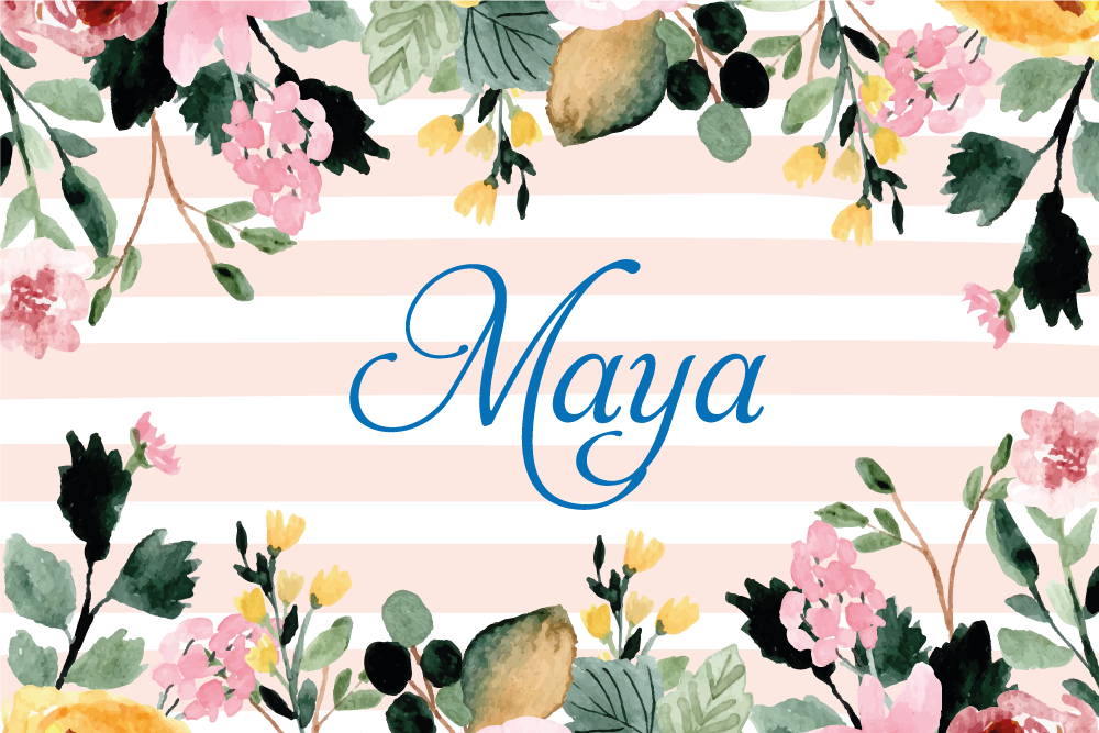 Set de table avec prénom floral personnalisé - TenStickers