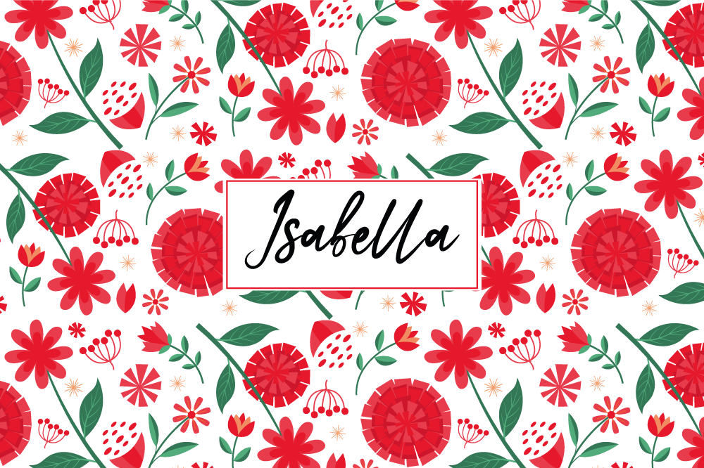 Set de table avec prénom œuvre florale - TenStickers