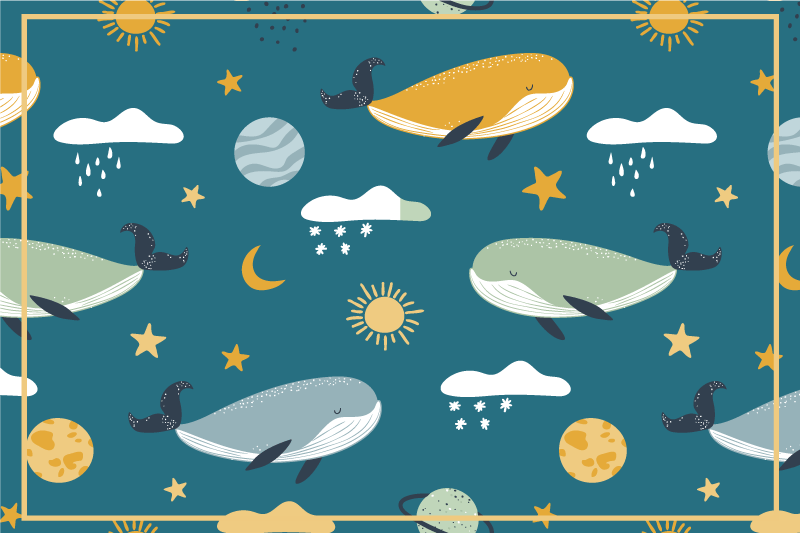 Set de table enfant baleines et motifs célestes - TenStickers