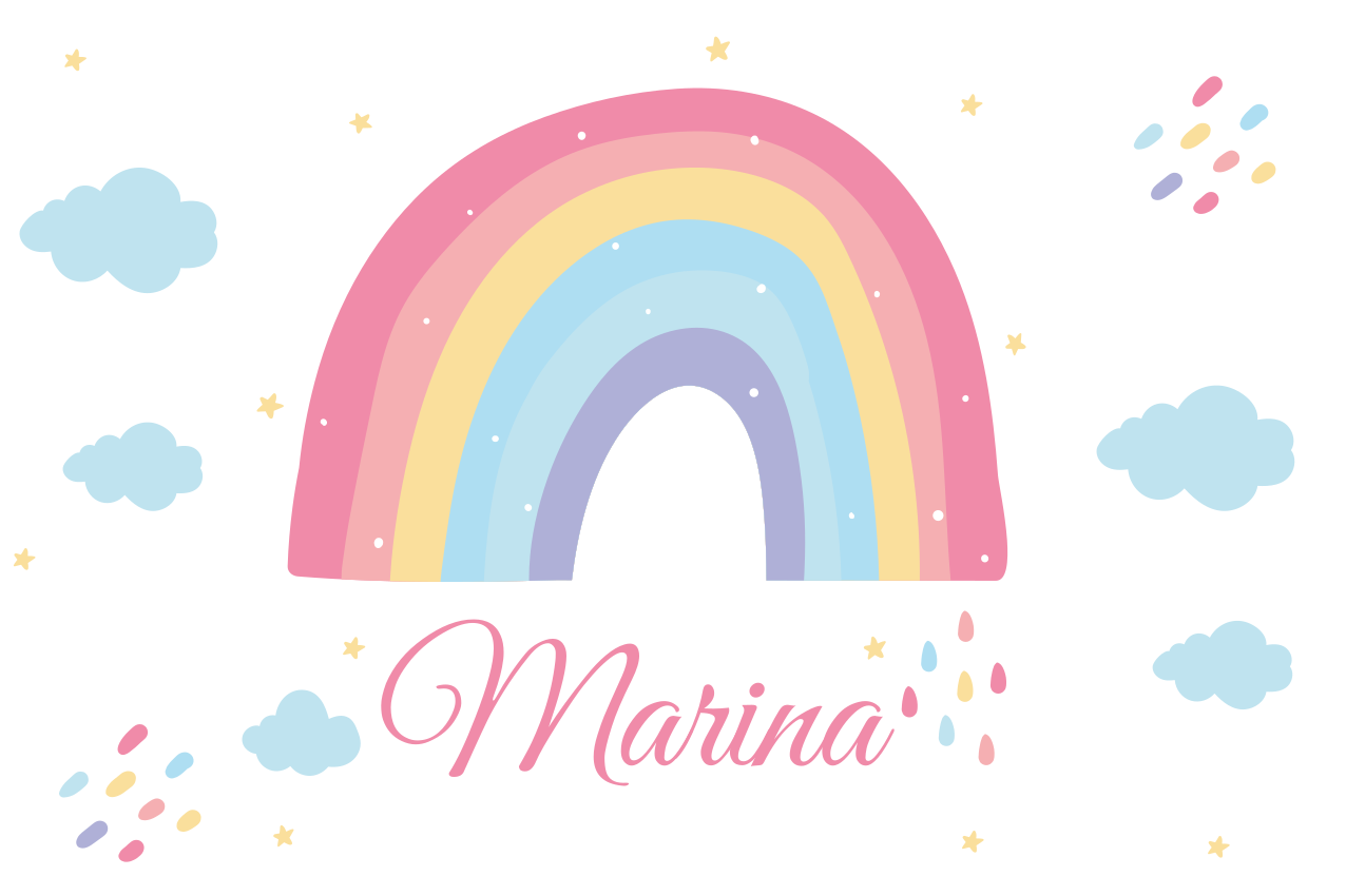 Set de table enfant arc-en-ciel avec prénom - TenStickers