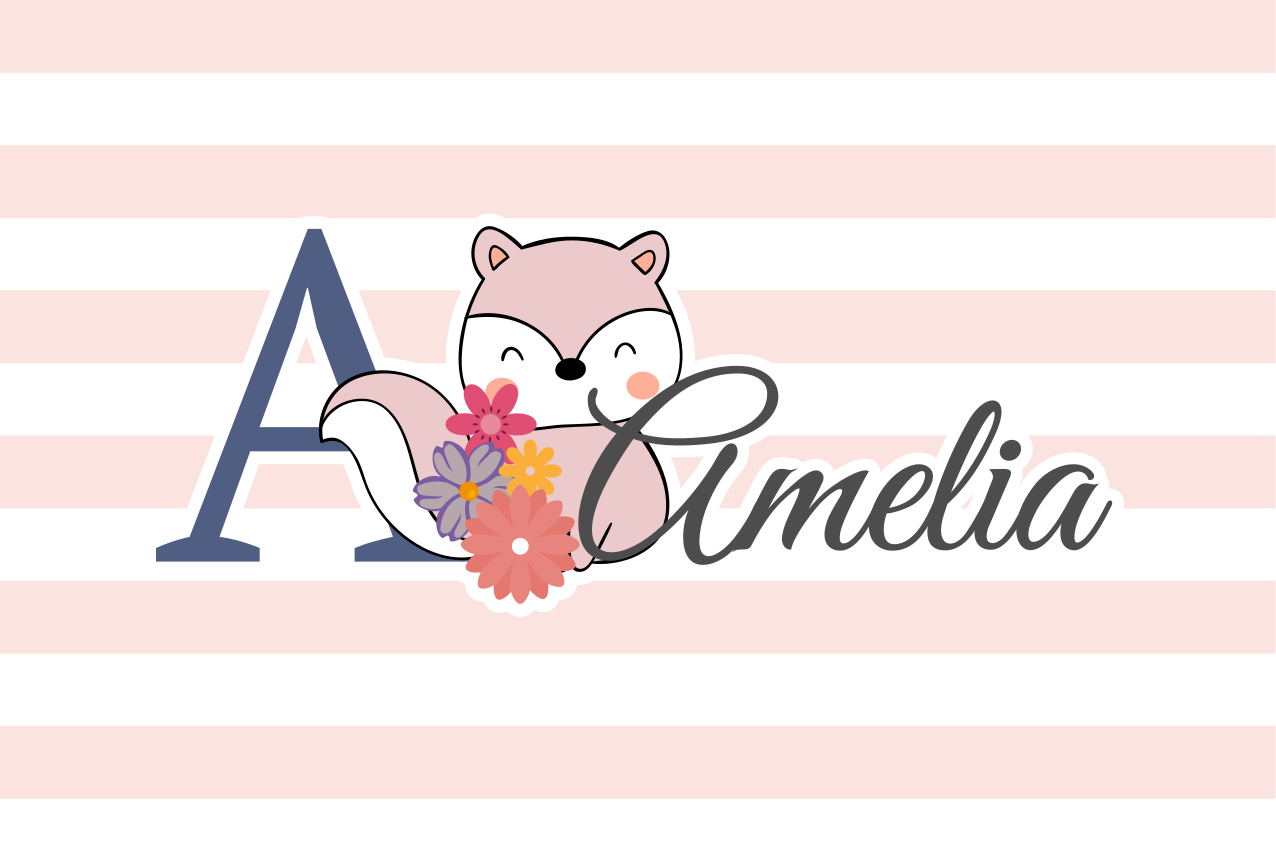 Set de table enfant renard mignon avec fleurs - TenStickers