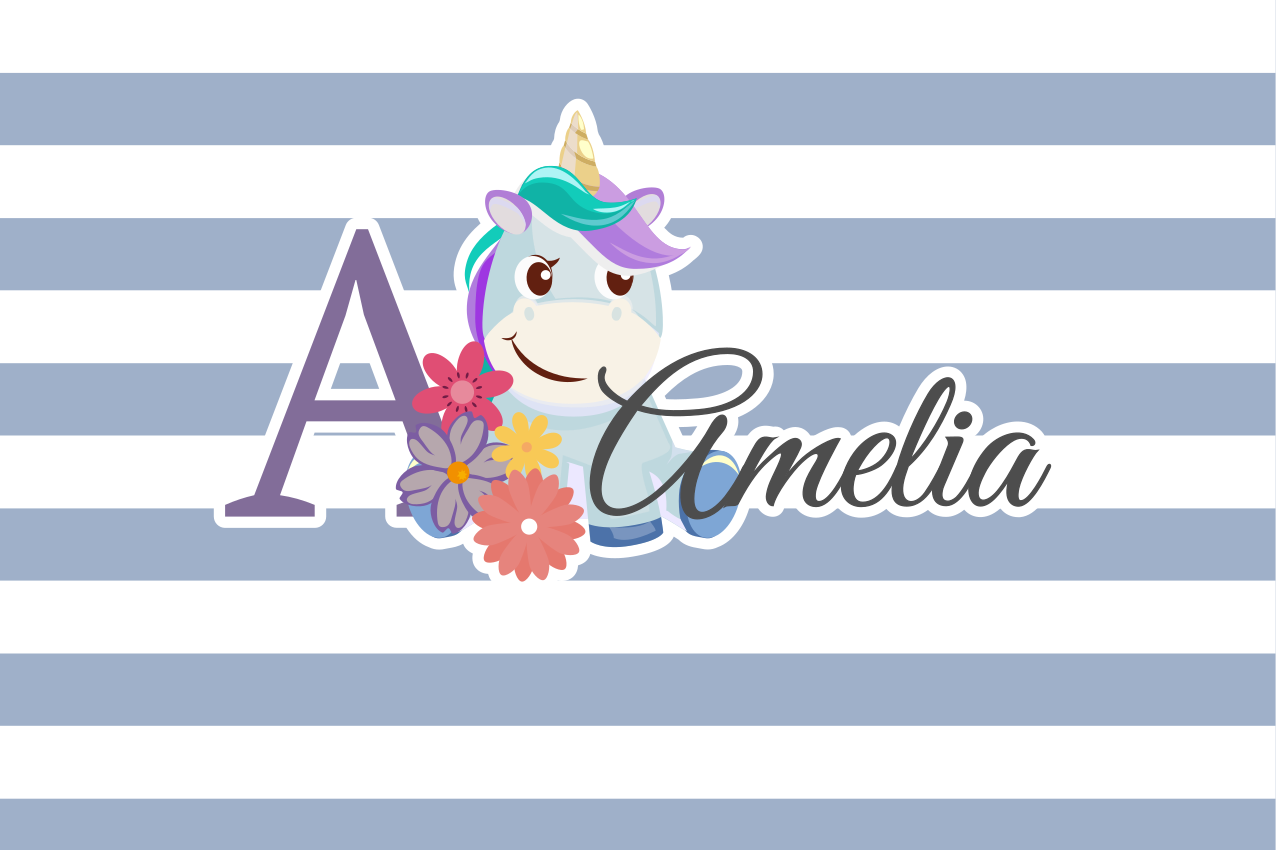 Set de table enfant illustration de nom licorne - TenStickers