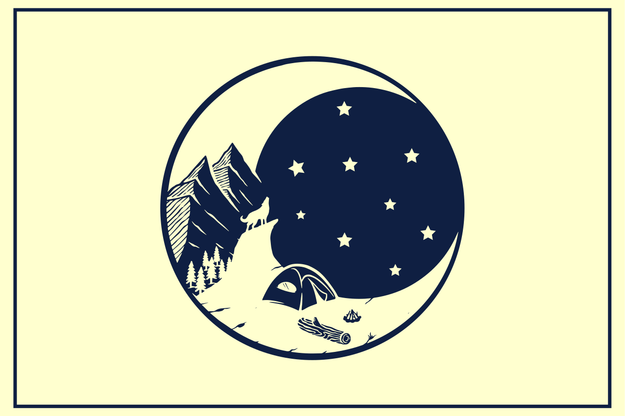 Set de table original scène de camping en montagne - TenStickers