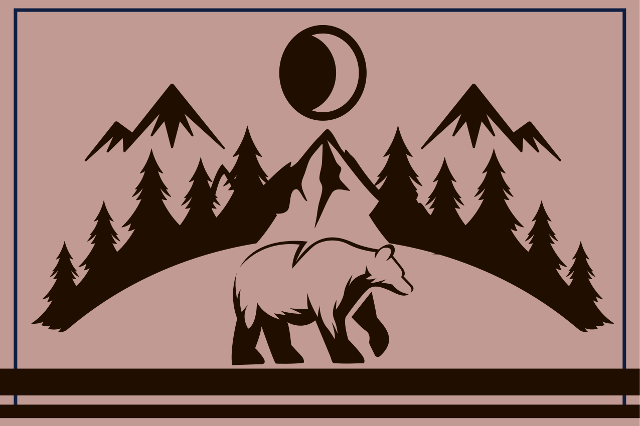 Set de table avec prénom silhouette d'ours - TenStickers