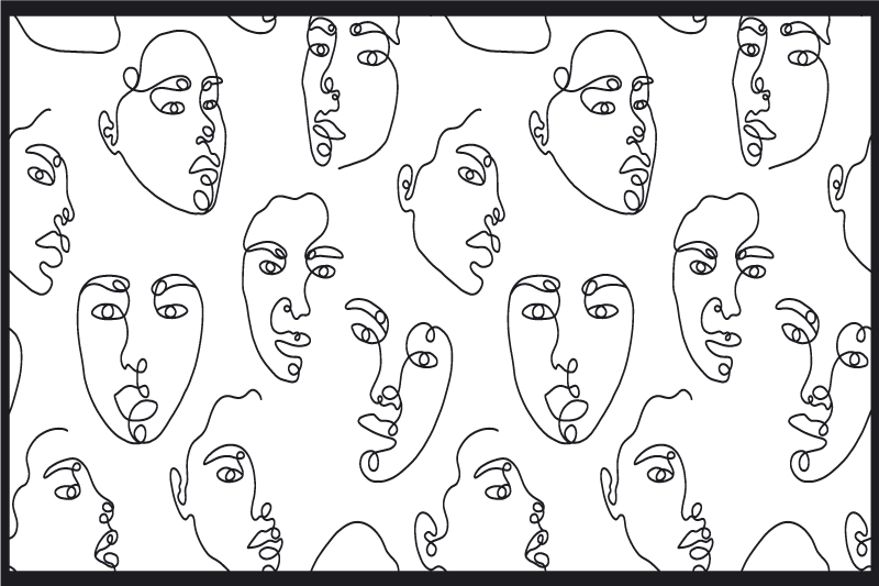 Set de table moderne visage abstrait en lignes - TenStickers